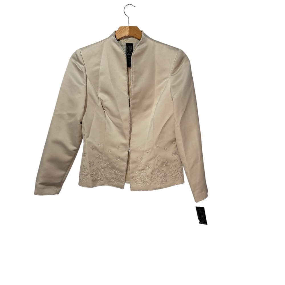 Kirra Champagne womens beaded embellished satin Blazer size 10